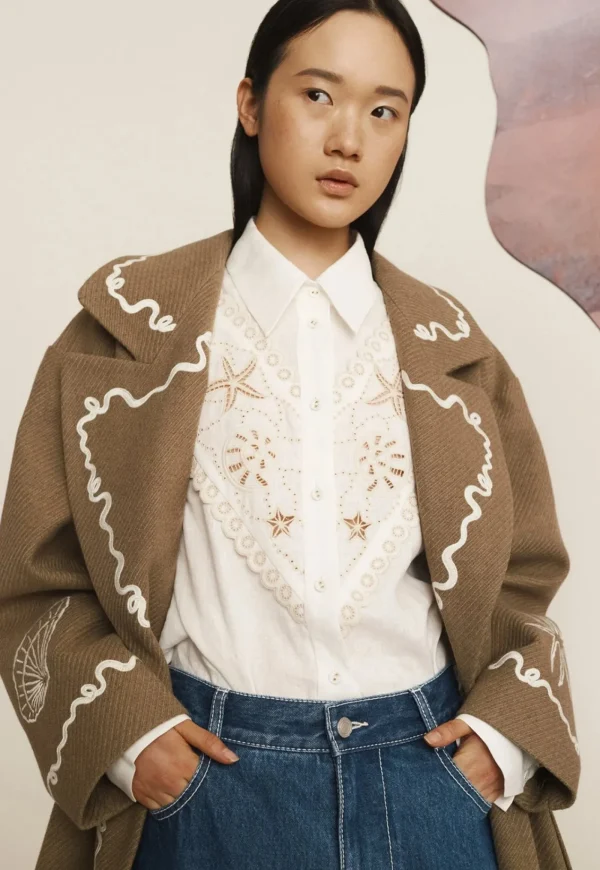 Hot Sammy Embroidered Coat - Olive Women Coats