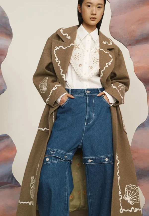 Hot Sammy Embroidered Coat - Olive Women Coats