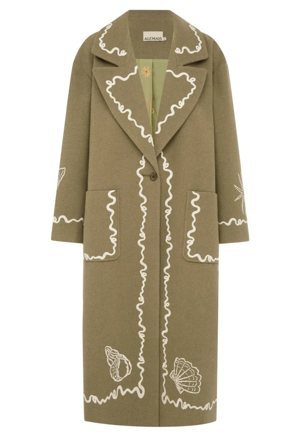 Hot Sammy Embroidered Coat - Olive Women Coats