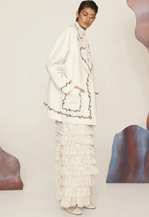 Fashion Sammy Embroidered Jacket - Cream Women Blazers & Jackets