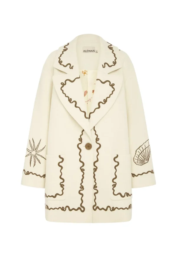 Fashion Sammy Embroidered Jacket - Cream Women Blazers & Jackets