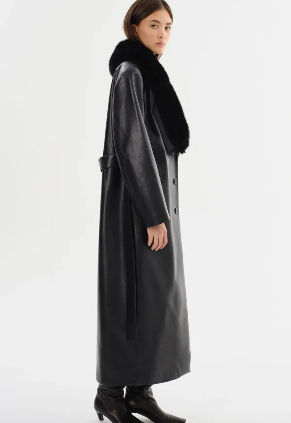 Best Sarita Recycled Leather Maxi Coat - Black Women Coats