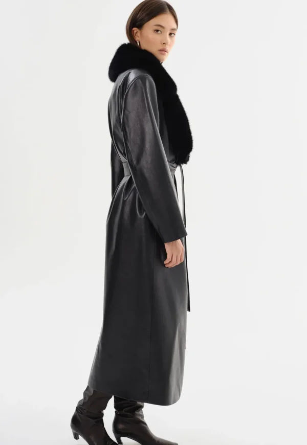 Best Sarita Recycled Leather Maxi Coat - Black Women Coats