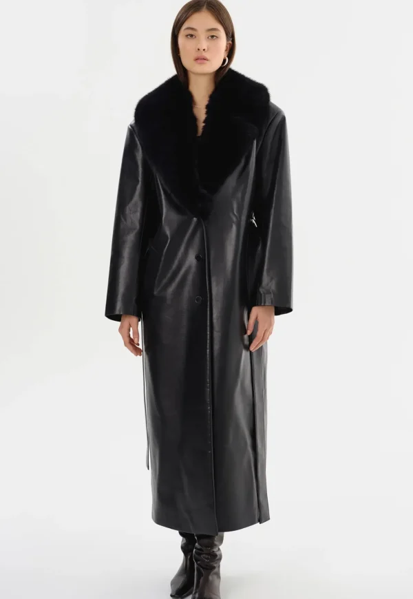 Best Sarita Recycled Leather Maxi Coat - Black Women Coats