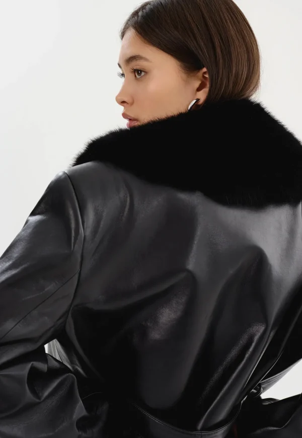 Best Sarita Recycled Leather Maxi Coat - Black Women Coats