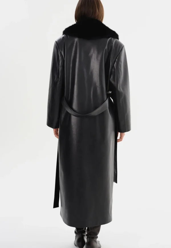 Best Sarita Recycled Leather Maxi Coat - Black Women Coats
