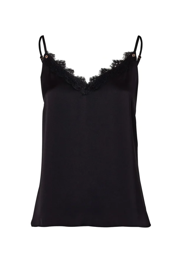 Online Satin Lace Cami - Black Women Tops & Tees