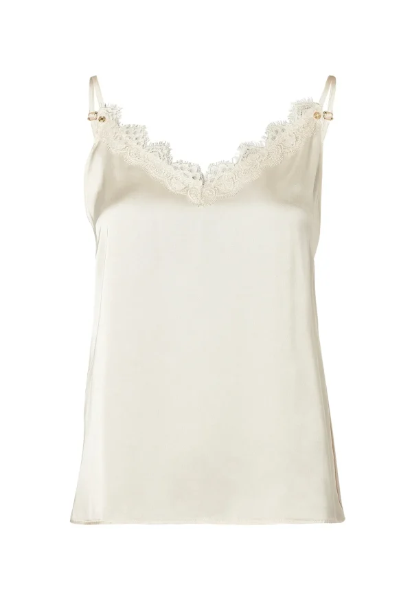 New Satin Lace Cami - Oyster Women Tops & Tees