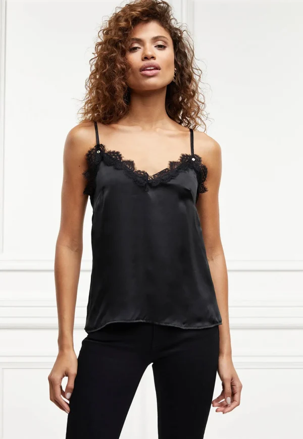 Outlet Silk Lace Cami - Black Women Tops & Tees