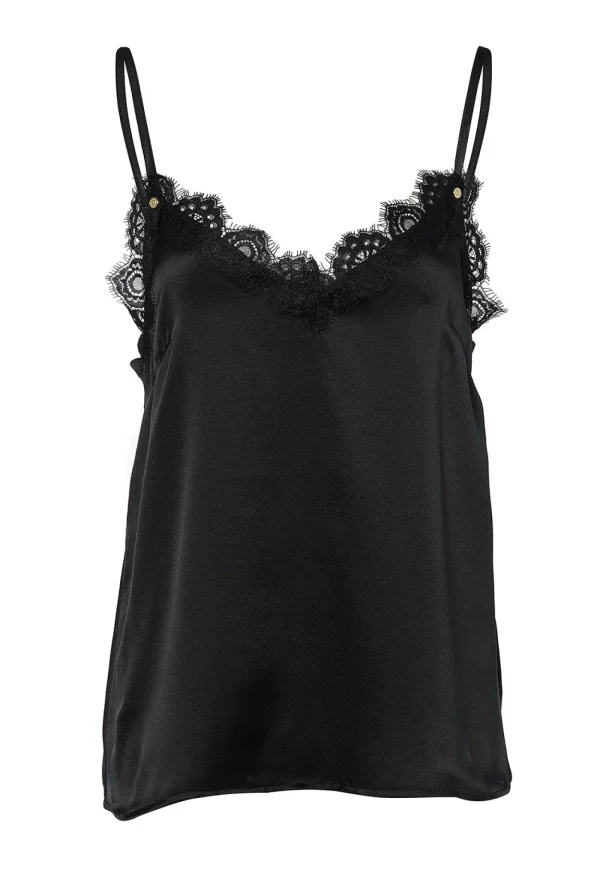Outlet Silk Lace Cami - Black Women Tops & Tees