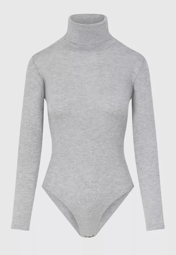 Discount Silk Turtleneck Bodysuit - Grey Women Tops & Tees | Knitwear