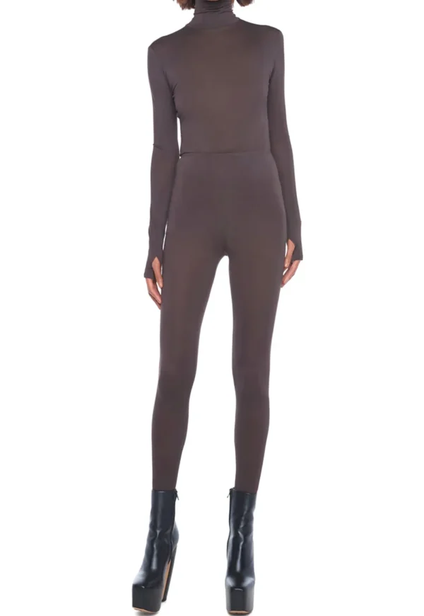 Online Slim Long Sleeve Turtle Top - Chocolate Women Tops & Tees