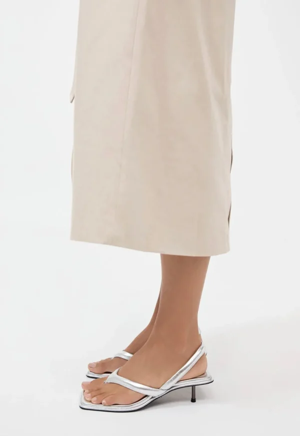 Clearance Sling Back Thong Heel - Silver Women Footwear | Heels