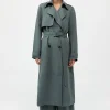 Clearance Soft Tailored Trench - Balsam Green Women Coats