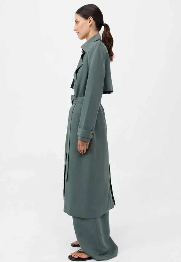 Clearance Soft Tailored Trench - Balsam Green Women Coats