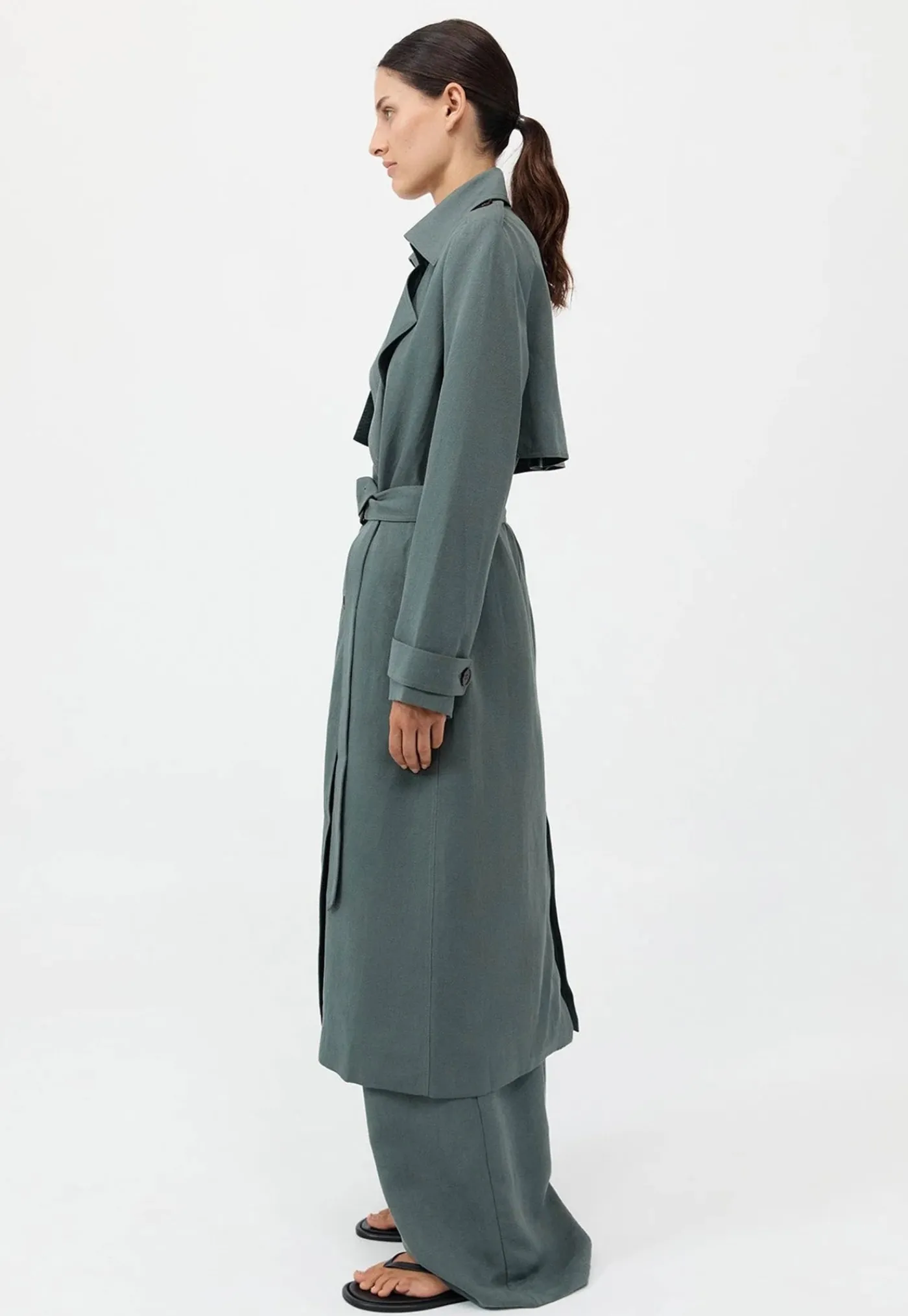 soft_tailored_trench__bal_3.webp Clearance Soft Tailored Trench - Balsam Green Women Coats