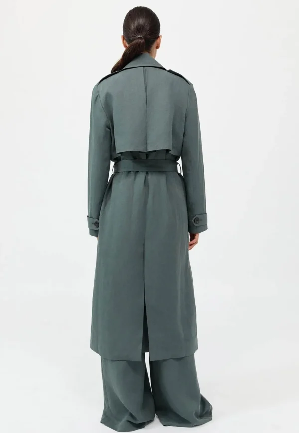 Clearance Soft Tailored Trench - Balsam Green Women Coats