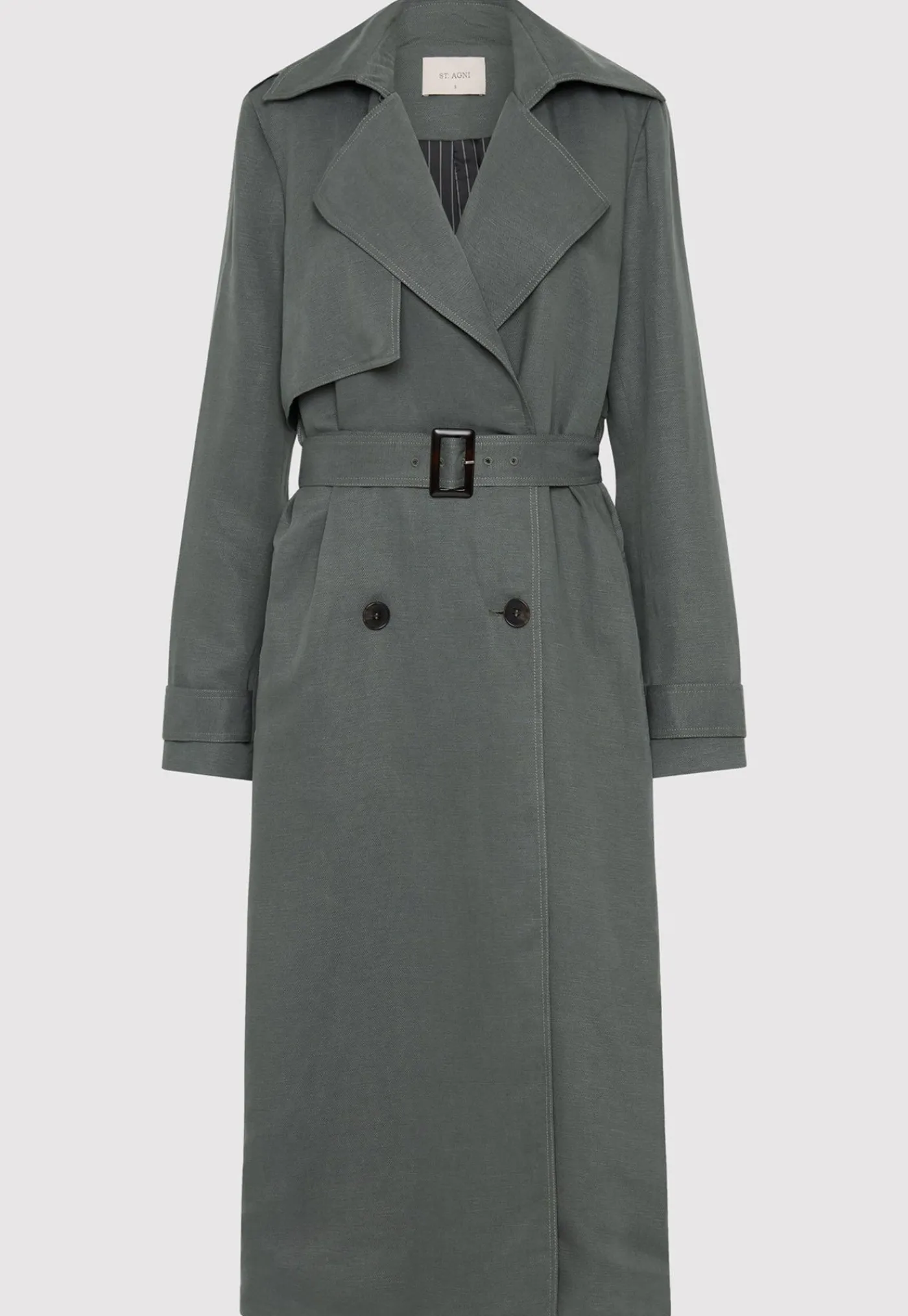 soft_tailored_trench__bal_5.webp Clearance Soft Tailored Trench - Balsam Green Women Coats