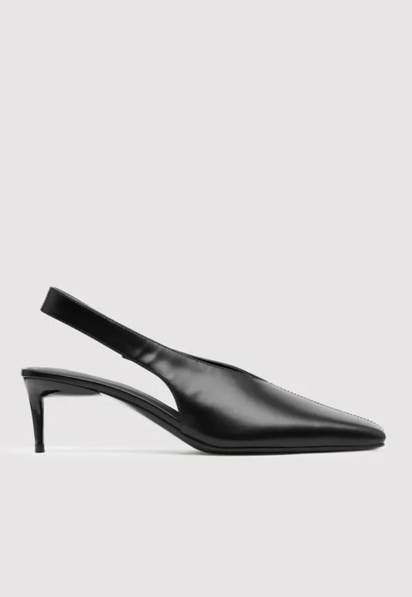Fashion Square Toe Sling Back Heel - Black Women Footwear | Heels