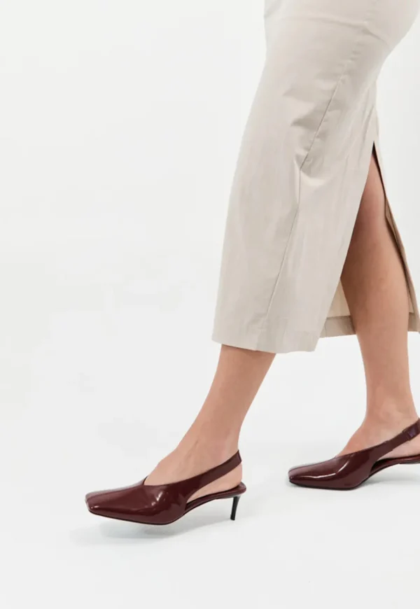 Outlet Square Toe Sling Back Heel - Plum Women Footwear | Heels
