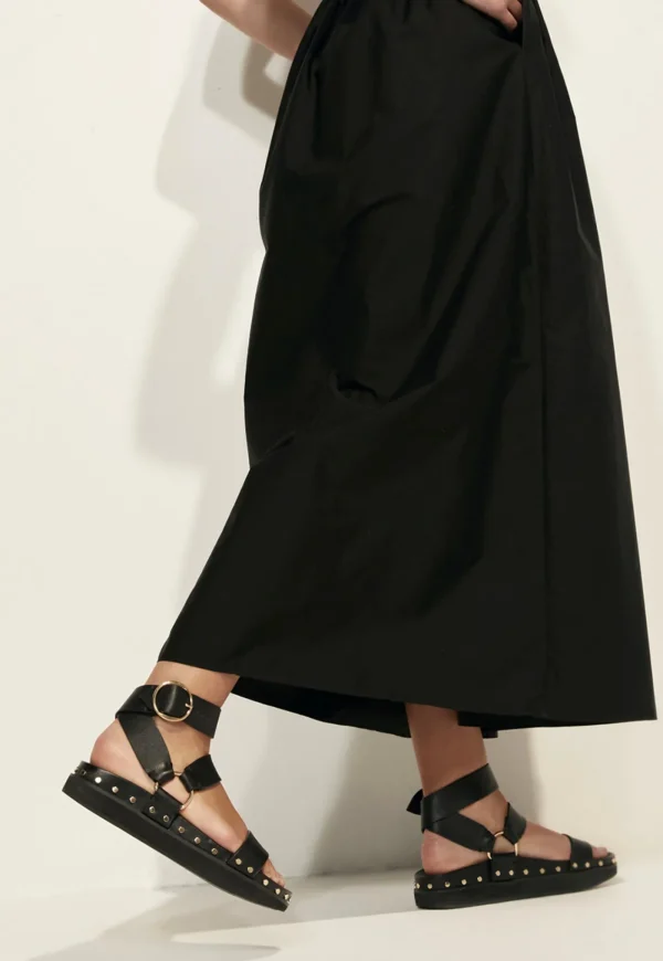 Best Studded Sandal - Black/Gold Women Footwear | Slides & Sandals