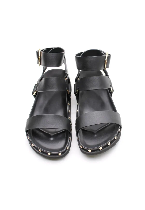 Best Studded Sandal - Black/Gold Women Footwear | Slides & Sandals