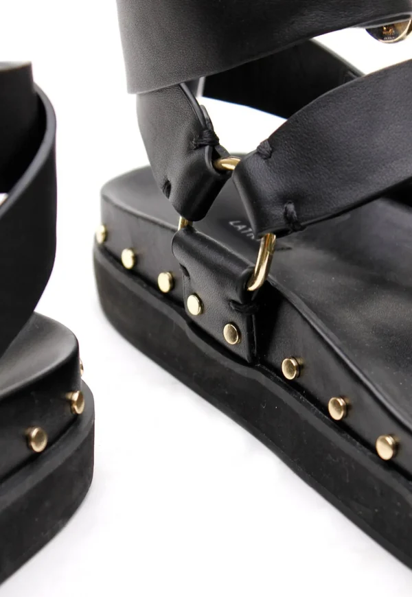 Best Studded Sandal - Black/Gold Women Footwear | Slides & Sandals