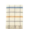 Clearance Tartan Lambswool Throw - White/Yellow/Blue Cushions & Throws