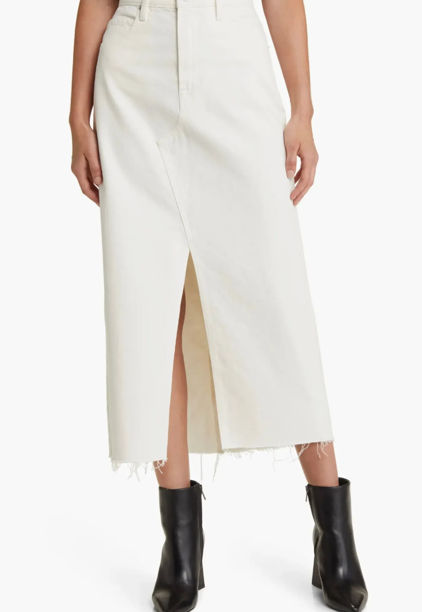 the_midaxi_skirt_angled_s_0.webp Sale The Midaxi Skirt Angled Seam - Ecru Women Skirts | Denim