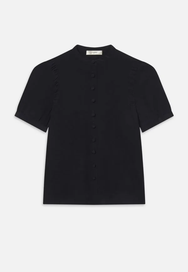 Fashion The Silk Gathered Top - Navy Women Tops & Tees