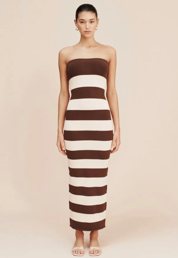 Discount Theo Strapless Dress - Chocolate/Cream Women Dresses