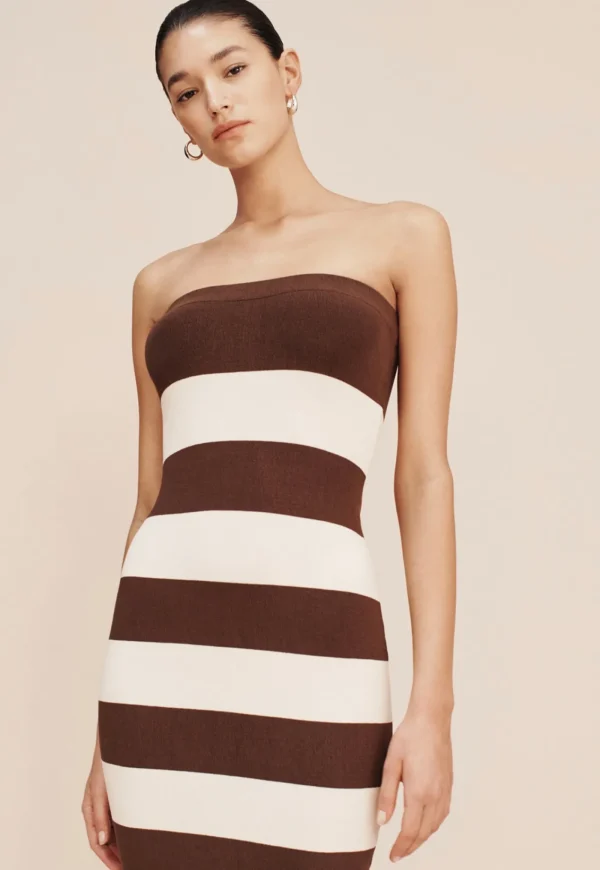 Discount Theo Strapless Dress - Chocolate/Cream Women Dresses