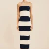 New Theo Strapless Dress - Ink/Cream Women Dresses