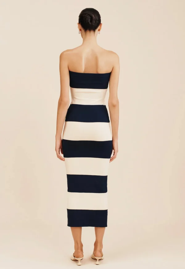 New Theo Strapless Dress - Ink/Cream Women Dresses
