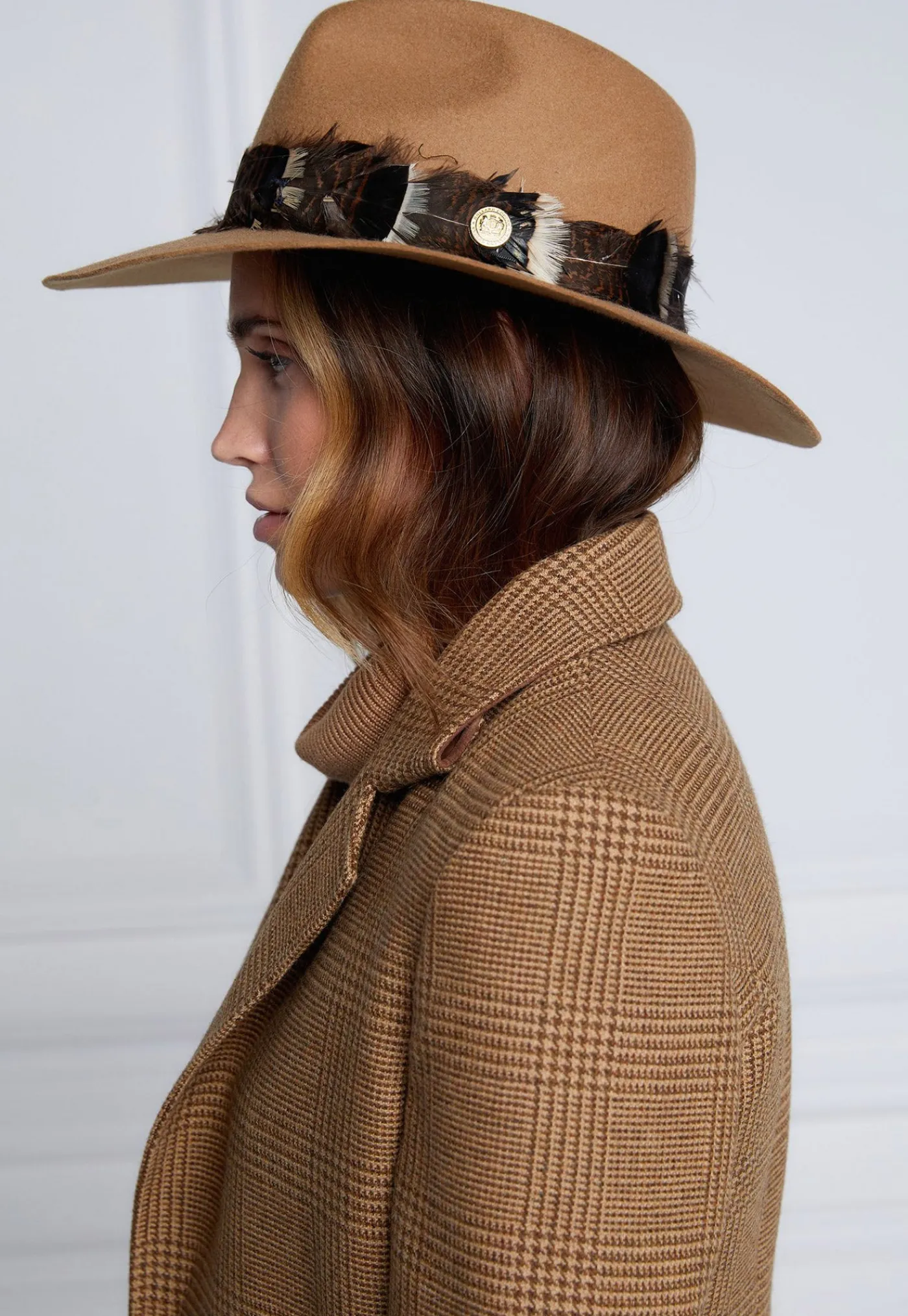 trilby_hat_iridescent_fea_2.webp Hot Trilby Hat Iridescent Feather Band - Camel Women Hats | Hats