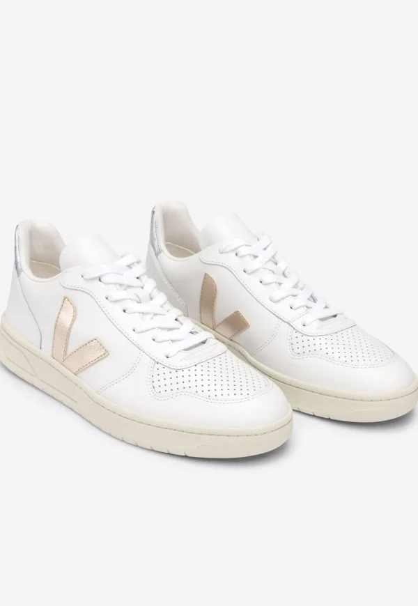Outlet V-10 Leather - Extra White/Platine/Silver Women Footwear | Sneakers