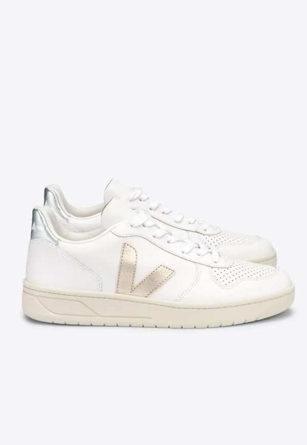 Outlet V-10 Leather - Extra White/Platine/Silver Women Footwear | Sneakers