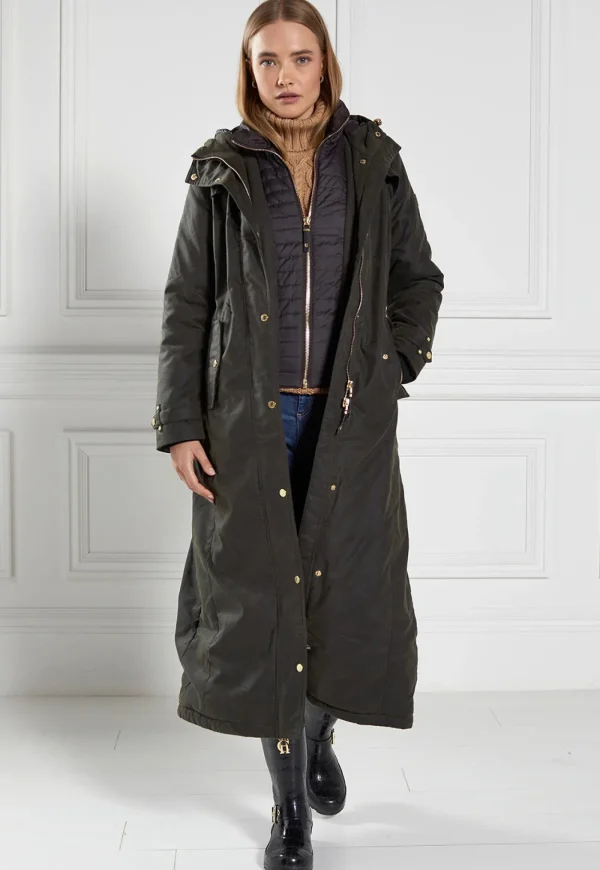 Sale Wax Longline Field Coat - Dark Olive Women Coats