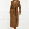 Online Wrap Coat - Dark Camel Women Coats