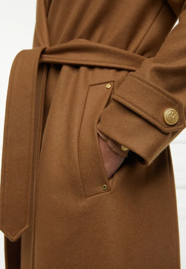 Online Wrap Coat - Dark Camel Women Coats
